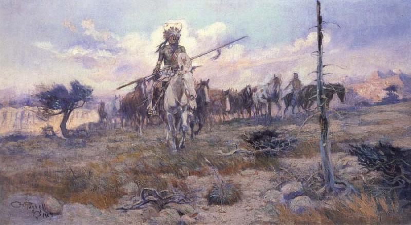 Charles M Russell Bringing Home the Spoils Germany oil painting art